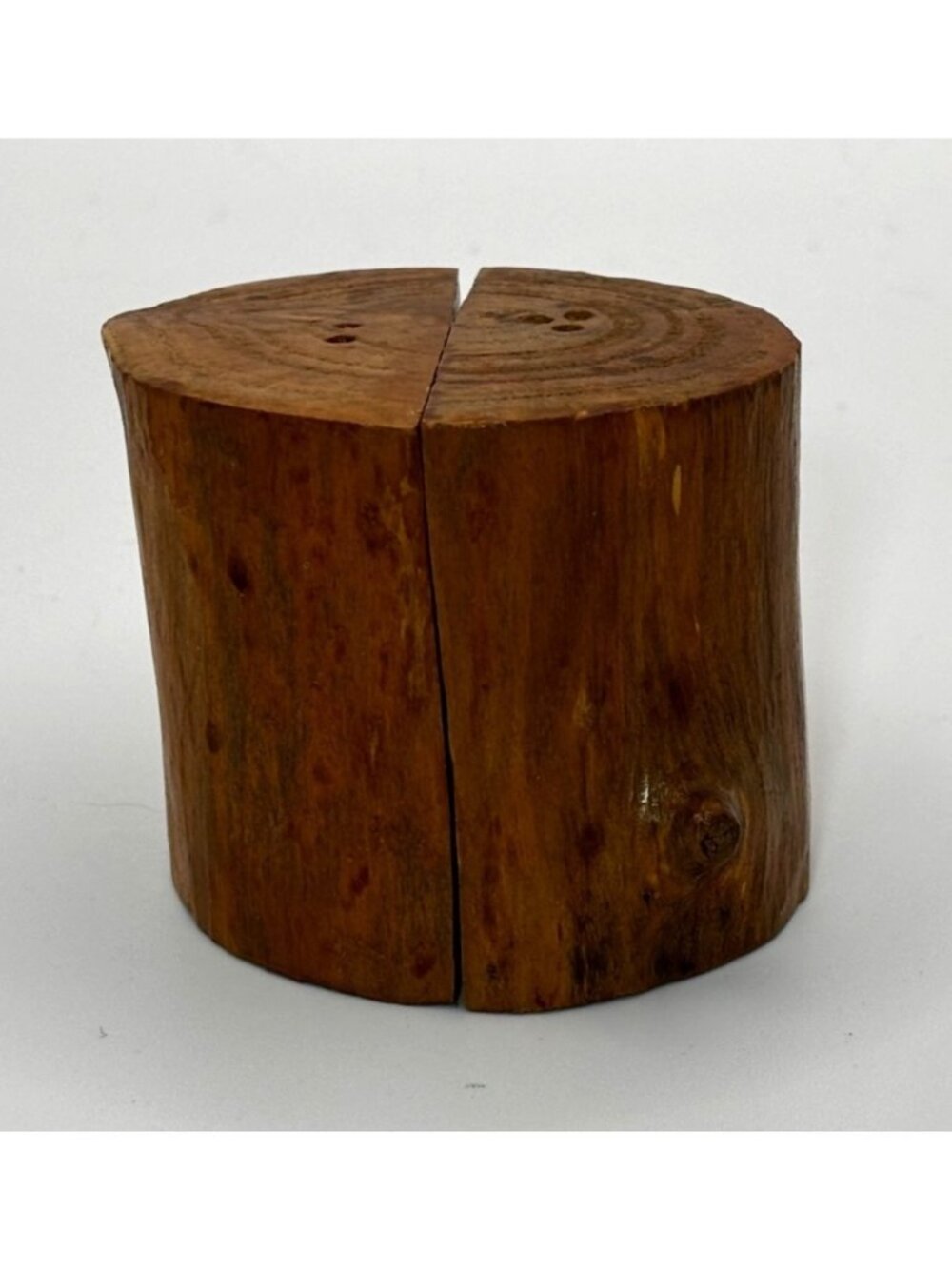 Rustic Cherry Wood Log Salt & Pepper Shakers  Natural Design Decor